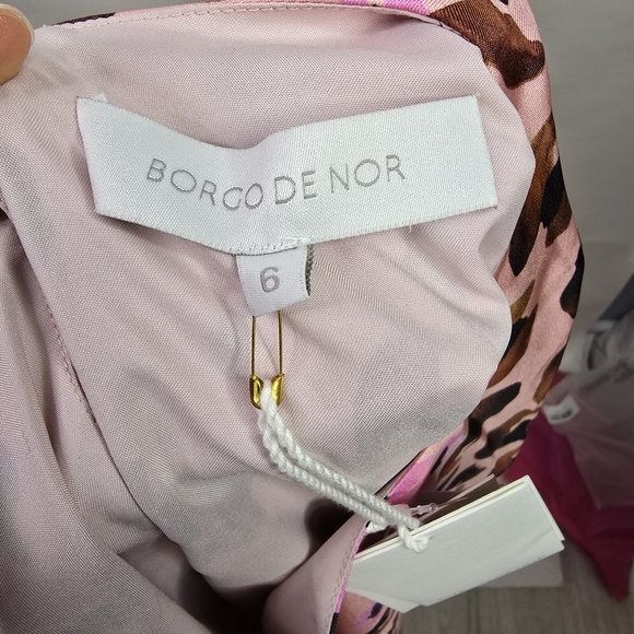 Borgo de Nor Pink Leopard Print Cocoa Dress with Feather Trim - Picture 10 of 14